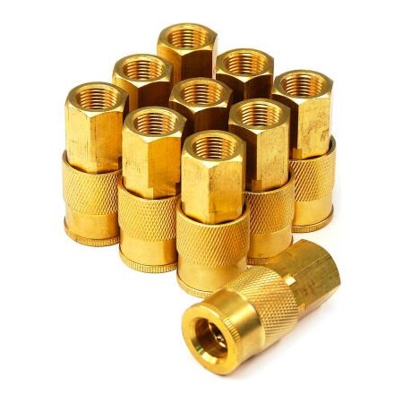 Primefit Primefit Industrial / M-Style Brass Coupler 3/8" x 1/4" Push on Barb - Pack of 10 IC3814PB-B10-P